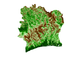 elfenbeinküste topografische karte 3d realistische kartenfarbe 3d illustration png