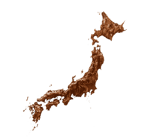 Karta av japan i gammal stil, brun grafik i en retro stil årgång stil. hög detaljerad 3d illustration png