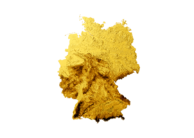 Duitsland kaart gouden metaal kleur hoogte kaart 3d illustratie png