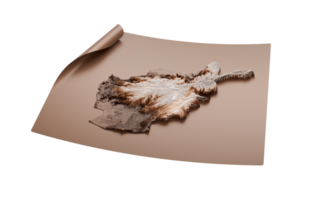 Map of Afghanistan old style brown on Unrolled map paper sheet 3D illustration png