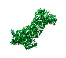 Pakistan Map made with green and white sprinkles 3d illustration png