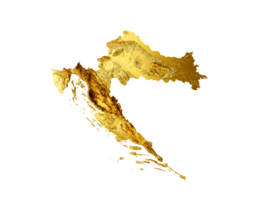 Croatia Map Golden metal Color Height map 3d illustration png