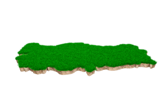 Turkey Map soil land geology cross section with green grass and Rock ground texture 3d illustration png