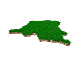 congo kaart bodem land geologie dwarsdoorsnede met groen gras en rotsgrond textuur 3d illustratie png