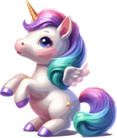 AI generated isolated cute unicorn  , no background ,ai generated . png