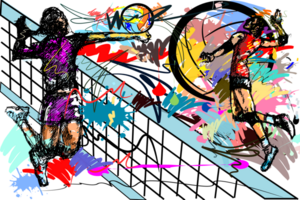 hit volleyball sport art and brush strokes style png