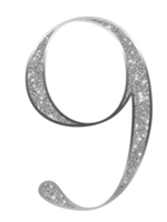 Silver glitter numbers png