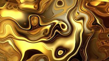 ondas do ouro líquido fluindo dentro movimento. dourado abstrato brilhante fundo. abstrato ouro líquido. dourado onda fundo. ouro textura. lava, nougat, caramelo, âmbar, mel, óleo. video