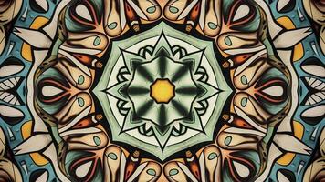 Unique colorful design. Abstract color background with symmetrical repeating patterns. Seamless looping animation. Ideal for yoga, clubs, shows, etc. video