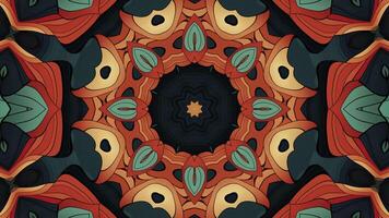 Unique colorful design. Abstract color background with symmetrical repeating patterns. Seamless looping animation. Ideal for yoga, clubs, shows, etc. video