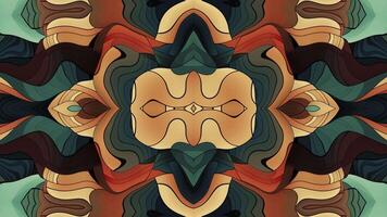 Unique colorful design. Abstract color background with symmetrical repeating patterns. Seamless looping animation. Ideal for yoga, clubs, shows, etc. video