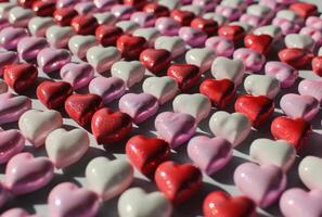 AI generated a large group of hearts on a white surface photo