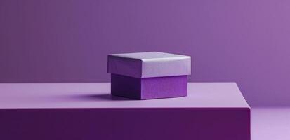 AI generated a purple gift box is on a table against a purple background photo