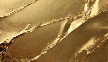 AI generated Gold texture background foil crumpled golden, crinkled and shiny gold foil texture photo