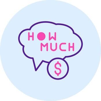 cómo mucho vector icono