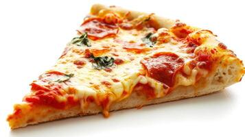 AI generated a pizza slice, isolated on a white photo