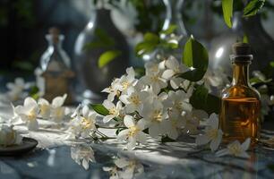 AI generated essential oil of jasmine reversing age changes photo