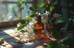 AI generated essential oil of jasmine reversing age changes photo