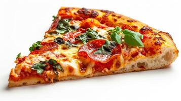 AI generated a pizza slice, isolated on a white photo