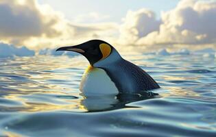 ai generado mirando terminado negro y blanco conformado pingüino pingüino, foto