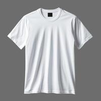 AI generated White men's T-shirt isolated on gray background, minimalism style, photo-realistic, AI generated photo