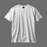 ai generado blanco de los hombres camiseta aislado en gris fondo, minimalismo estilo, fotorrealista, ai generado foto