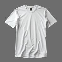 ai generado blanco de los hombres camiseta aislado en gris fondo, minimalismo estilo, fotorrealista, ai generado foto