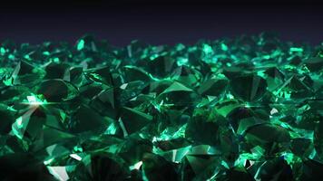 Pile of green sparkling diamonds close up video