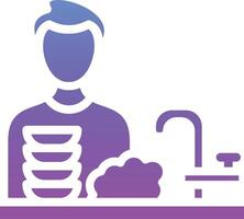 Man Washing Dishes Vector Icon