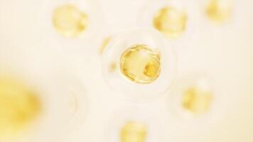 trasparente cellula con biotecnologia e cosmetico concetto, 3d resa. video