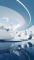 Floating balls and water surface background, 3d rendering. video