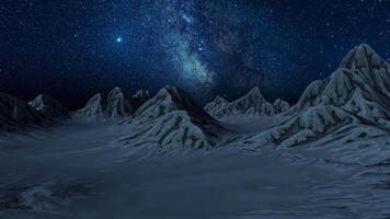 Mountains landform outdoors at night, 3d rendering. video