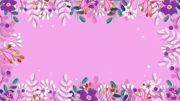 Floral Colorful Blossom Wedding Frame Pink Background floral frame border with leaves and flowers video