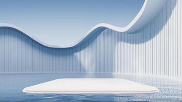 Water surface with white building background, 3d rendering. video