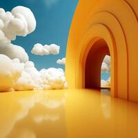 Yellow Minimalism Clouds Tunnel Background photo