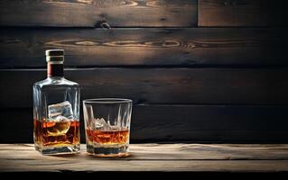 Whiskey Moments Scotch Whiskey Presentation on Rustic Wood Banner photo