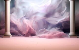 Lilac Dreams Abstract Backdrop with Smooth Floor and Trailing Smoke photo