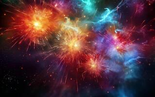 Vivid Explosions Abstract Firework Background photo