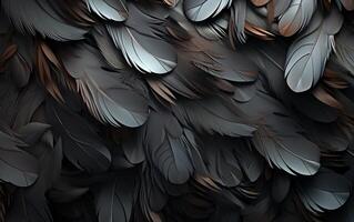 Ethereal Darkness Abstract Black Feather Background photo