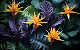 Abstract Natural Background Exotic Tropical Leaves Pattern photo