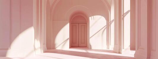 AI generated empty room with arched door photo