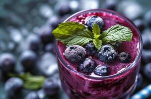 AI generated blueberry and beet juice smoothie photo