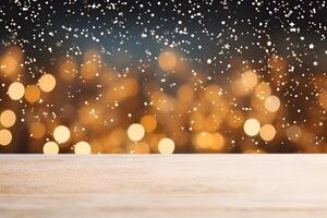 AI generated abstract bright snowy winter background with bokeh, neural network generated image photo