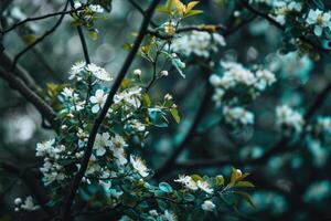 ai generado usted lata crecer blanco flores en arboles foto