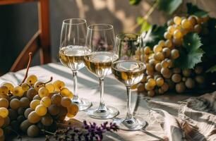 AI generated white wine and wine pairings photo