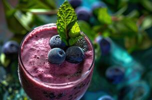 AI generated blueberry and beet juice smoothie photo