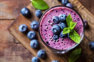 AI generated blueberry and beet juice smoothie photo