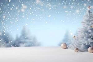 AI generated abstract bright snowy winter background with bokeh, neural network generated image photo