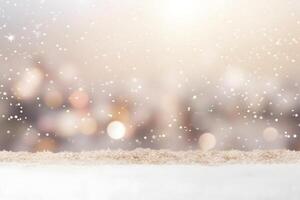 AI generated abstract bright snowy winter background with bokeh, neural network generated image photo