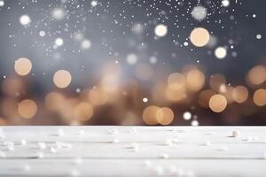 AI generated abstract bright snowy winter background with bokeh, neural network generated image photo